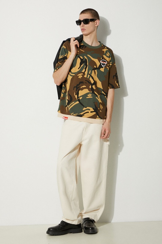 Бавовняна футболка AAPE Fancy Tee AAPTEM1461XBM зелений SS24