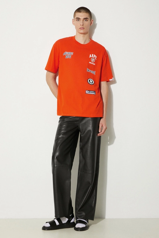 AAPE t-shirt in cotone Fancy Tee AAPTEM1462XXM arancione SS24