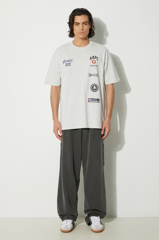AAPE cotton t-shirt Fancy Tee AAPTEM1462XAM gray SS24