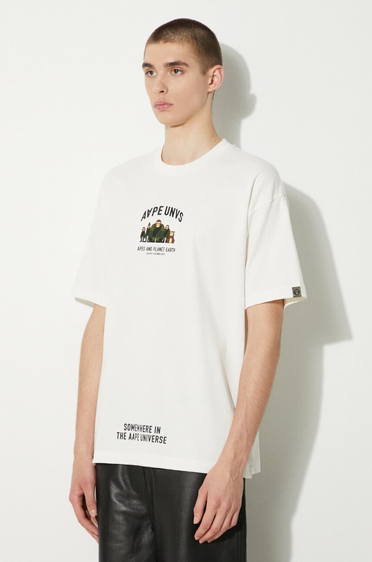 Bavlněné tričko AAPE Basic Tee béžová AAPTEM1493XXM