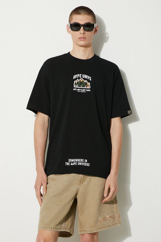 Хлопковая футболка AAPE Basic Tee хлопок чёрный AAPTEM1493XXM