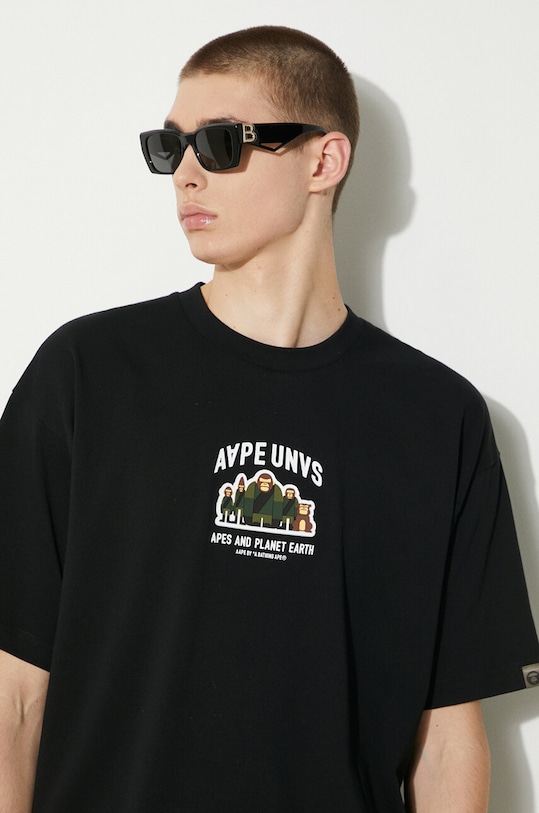 Хлопковая футболка AAPE Basic Tee AAPTEM1493XXM чёрный