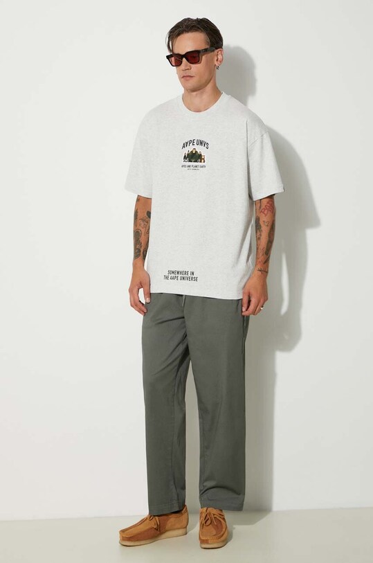 Pamučna majica AAPE Basic Tee AAPTEM1493XAM siva SS24