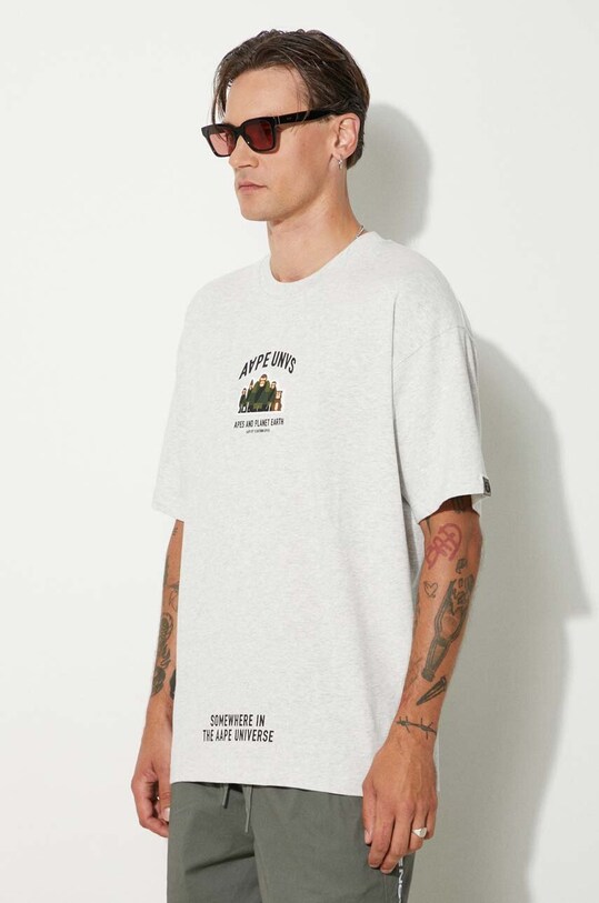 Pamučna majica AAPE Basic Tee siva AAPTEM1493XAM