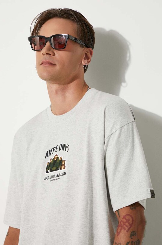 Pamučna majica AAPE Basic Tee AAPTEM1493XAM siva