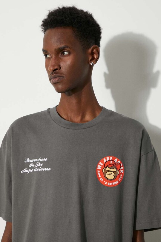 Памучна тениска AAPE Basic Tee AAPTEM1495XXM сив