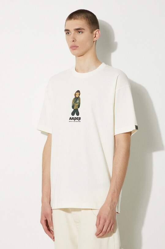 Памучна тениска AAPE Theme Tee бежов AAPTEM1498XXM