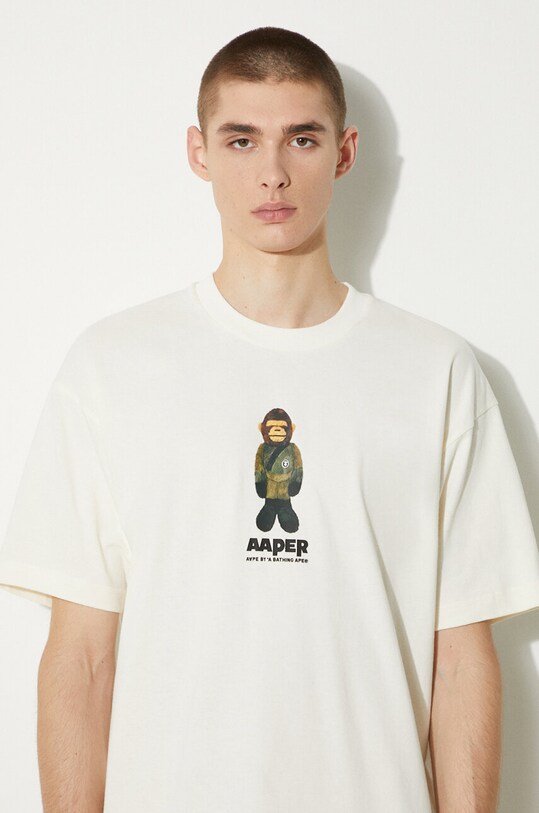 Памучна тениска AAPE Theme Tee AAPTEM1498XXM бежов