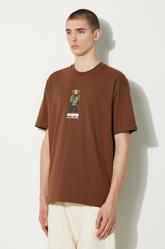 AAPE t-shirt bawełniany Theme Tee brązowy AAPTEM1498XXM
