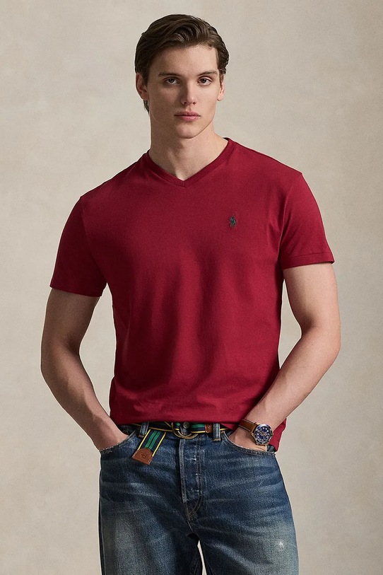 Polo Ralph Lauren t-shirt bawełniany regular bordowy 710671452