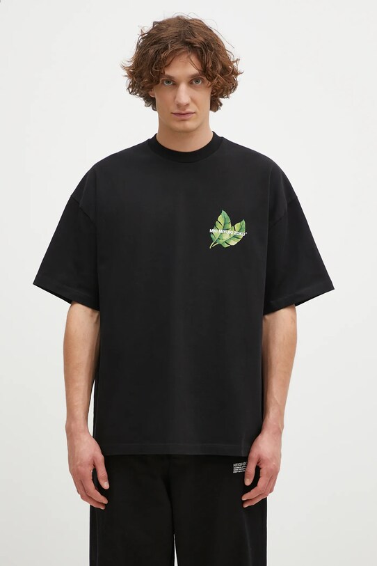 Abbigliamento MKI MIYUKI ZOKU t-shirt in cotone Leaf 943011001 nero