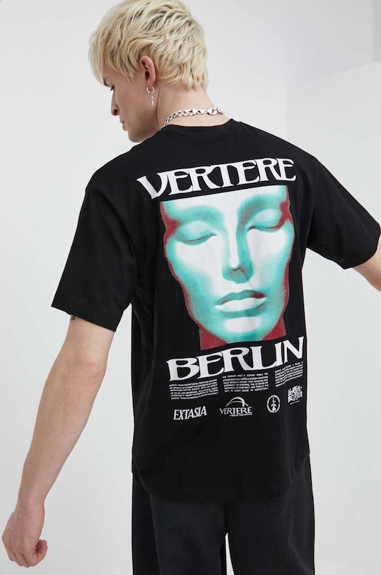 Vertere Berlin tricou din bumbac SLEEPWALK negru VER.T238