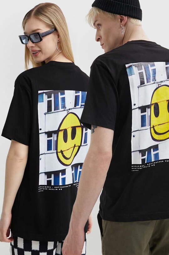 Vertere Berlin tricou din bumbac SUBRENT print negru VER.T236