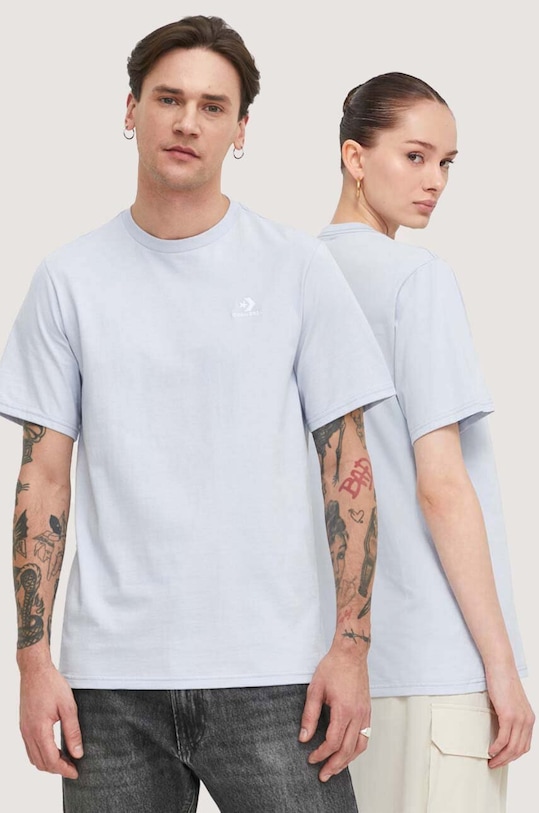 Bavlnené tričko Converse jednofarebný modrá 10023876.A31