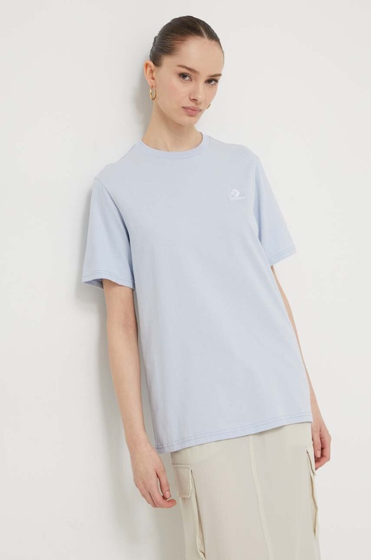 Oblečenie Bavlnené tričko Converse 10023876.A31 modrá