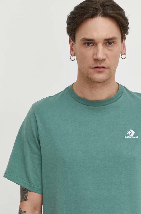 Хлопковая футболка Converse 10023876.A32 зелёный SS24