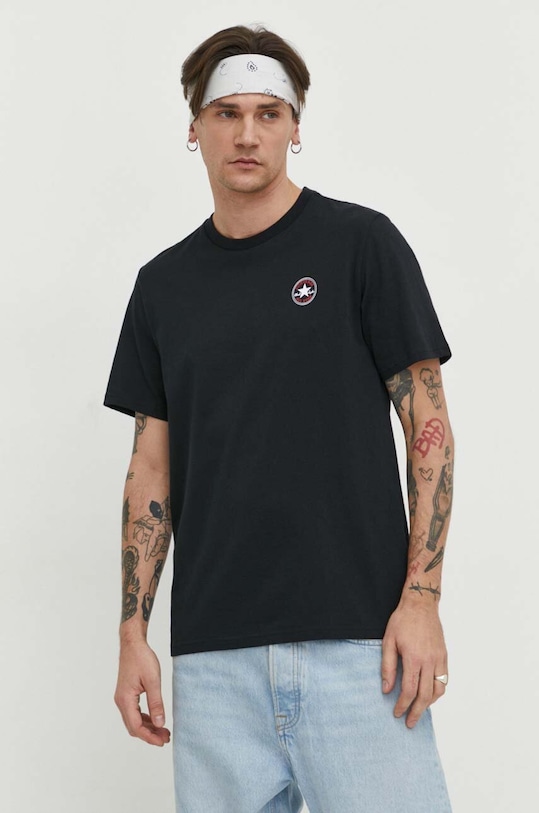 Converse tricou din bumbac 10026565.A02 negru SS25