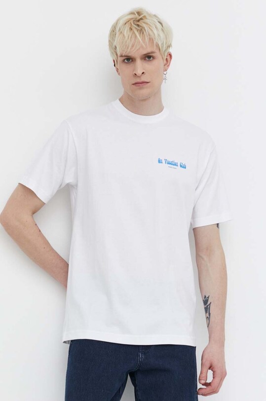 On Vacation tricou din bumbac Beach Day OVC.T145 alb SS24