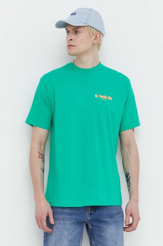 On Vacation tricou din bumbac Beach Day verde OVC.T145