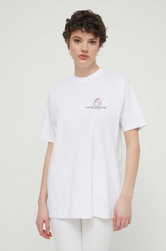 On Vacation tricou din bumbac Mi Casa OVC.T149 alb