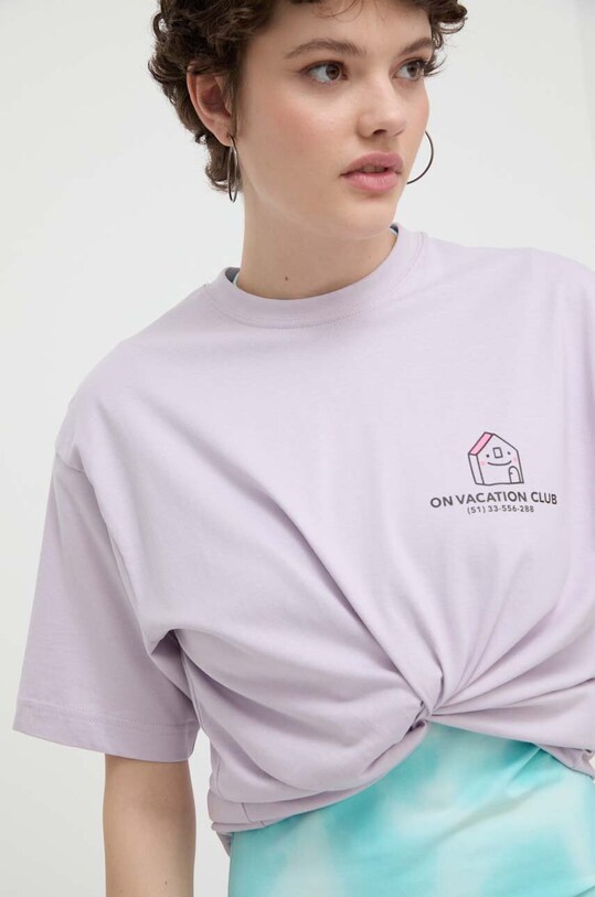 On Vacation t-shirt bawełniany Mi Casa OVC.T149 fioletowy
