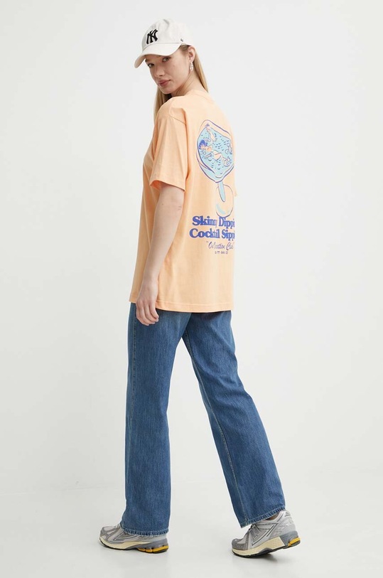 On Vacation tricou din bumbac Skinny Dippin' Cocktail Sippin' portocaliu OVC.T151