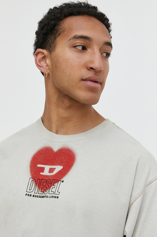 Diesel t-shirt bawełniany nadruk zielony A13395.0AMDA