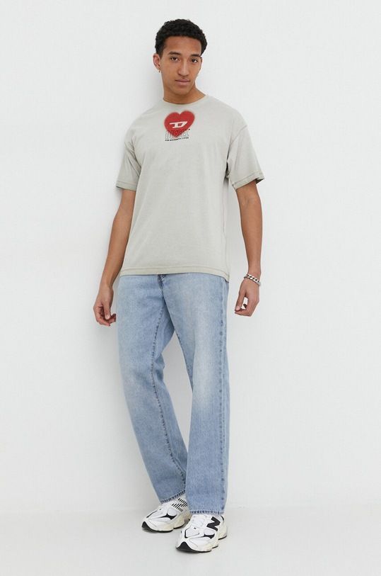 Diesel t-shirt bawełniany A13395.0AMDA zielony SS24