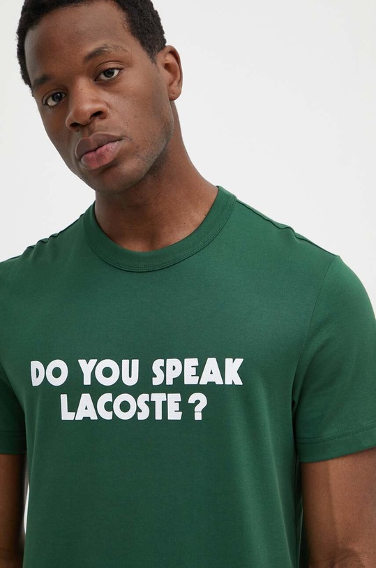 Lacoste t-shirt bawełniany zielony TH0134