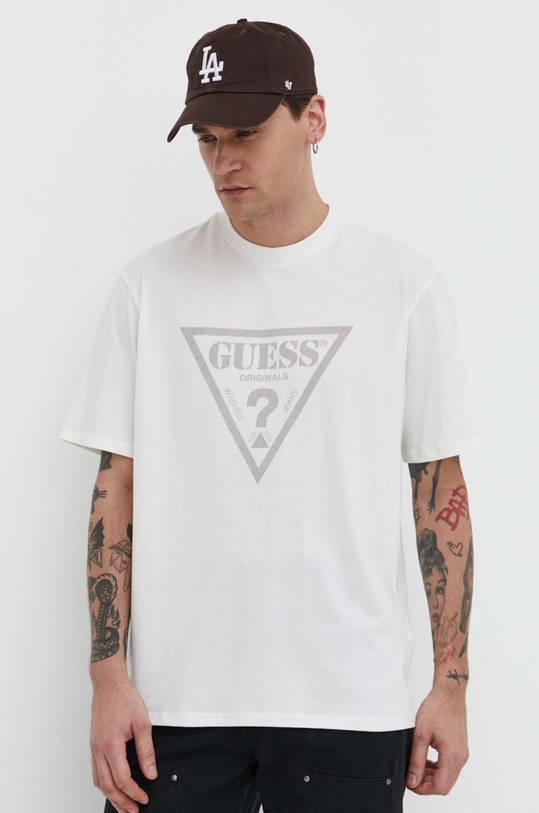 Guess Originals t-shirt bawełniany beżowy M3BI82K9XF1