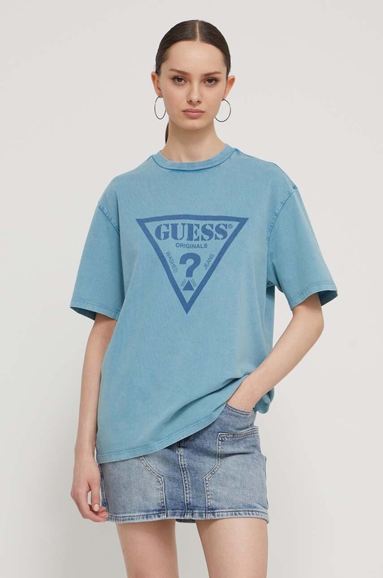 Guess Originals t-shirt bawełniany niebieski M3BI82K9XF1