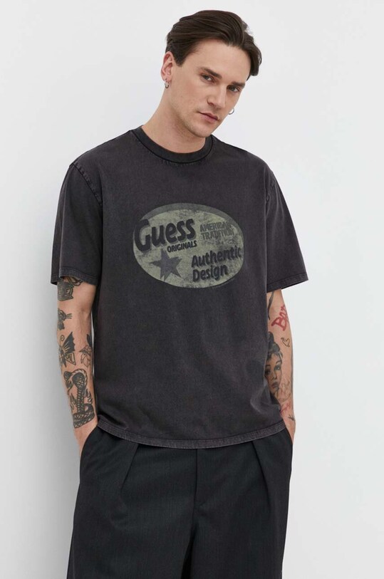 Guess Originals t-shirt bawełniany czarny M4GI05K9XF1