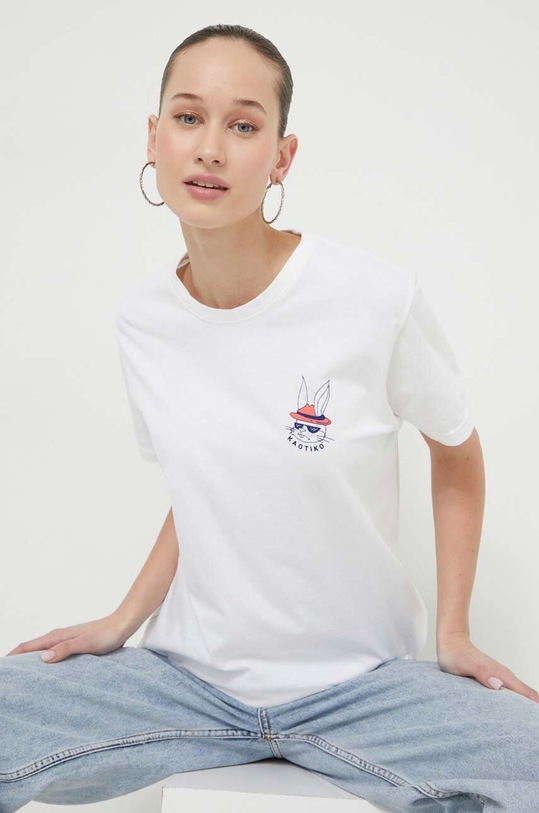 Kaotiko t-shirt bawełniany AO041.01.G002 biały SS24