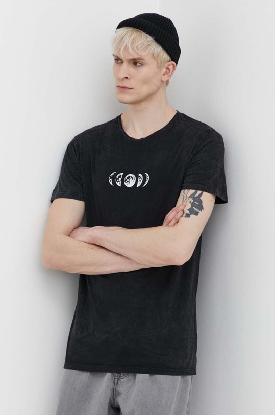 Kaotiko t-shirt bawełniany AO042.01.G002 czarny SS24