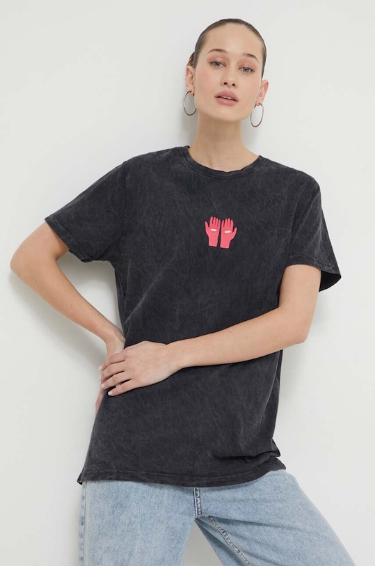 Oblačila Bombažna kratka majica Kaotiko AO051.01.G002 črna