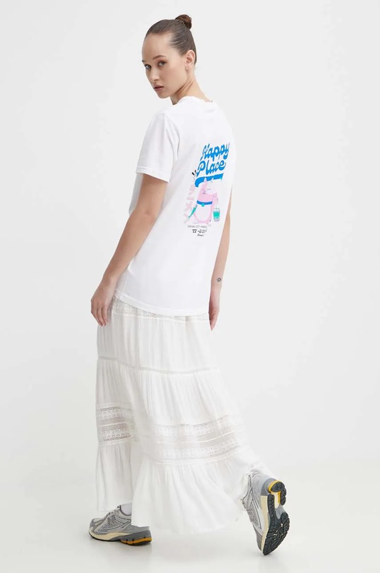 Bavlněné tričko Kaotiko AO001.01.H002 béžová SS24