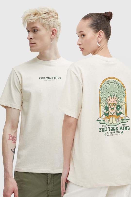 Kaotiko tricou din bumbac print bej AO038.01S.G002