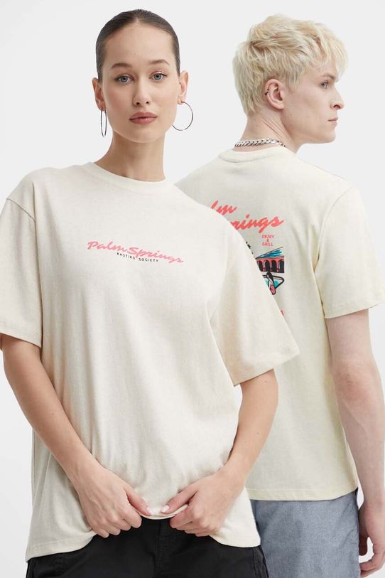 Kaotiko tricou din bumbac print bej AO045.01S.G002