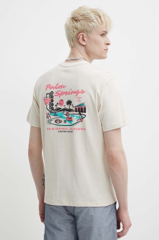 Kaotiko t-shirt bawełniany beżowy AO045.01S.G002