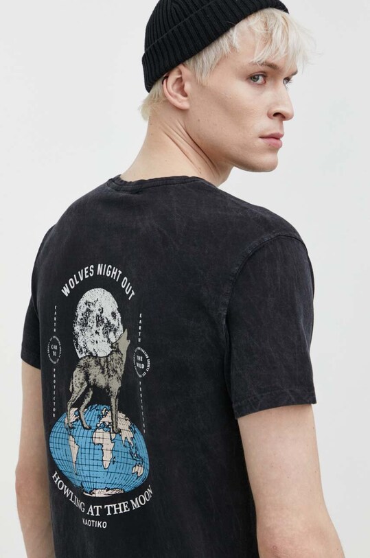 Kaotiko tricou din bumbac AK025.01.G002 negru SS24