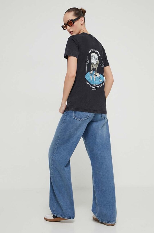 Kaotiko tricou din bumbac negru AK025.01.G002