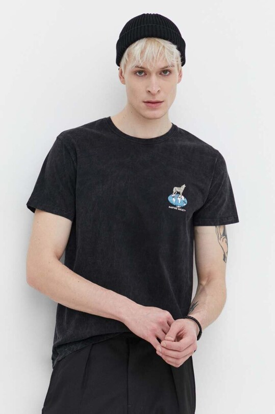 Kaotiko tricou din bumbac AK025.01.G002 negru