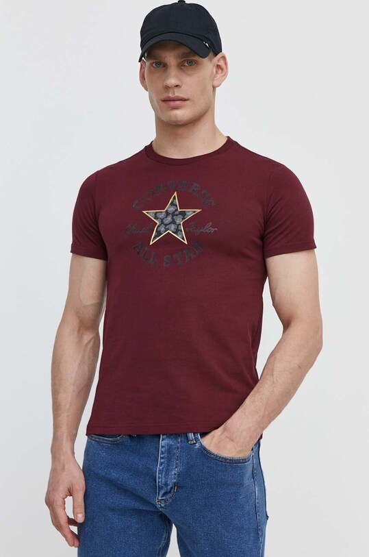 Bavlnené tričko Converse burgundské 10026101.A04