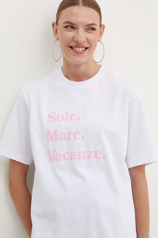 Oblečenie Bavlnené tričko Drivemebikini Sole Mare Vacanze 2020.DRV.023.WHP biela