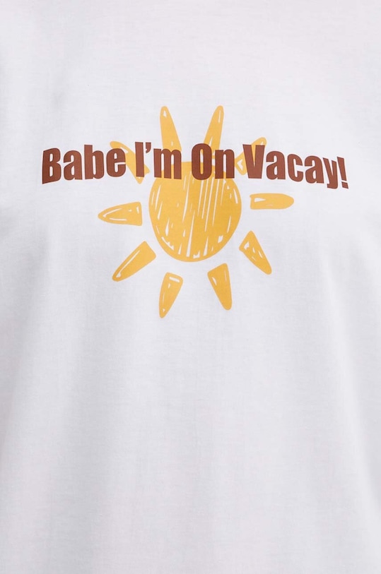 Drivemebikini tricou din bumbac On Vacay 2024.DRV.027.WHB