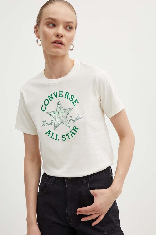 Хлопковая футболка Converse 10026362.A04 бежевый
