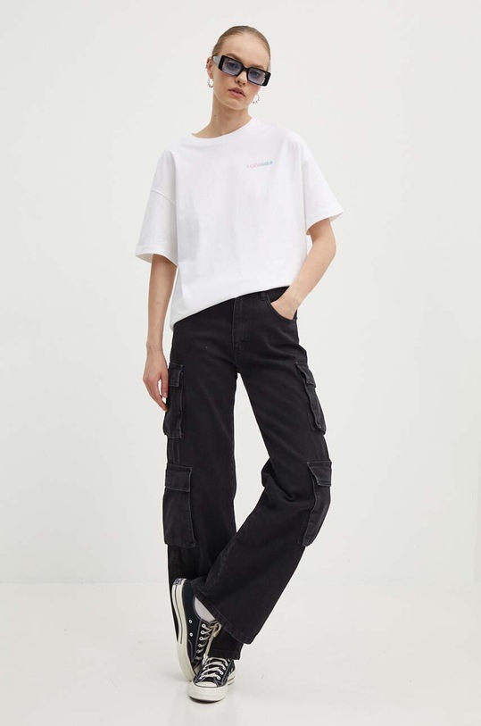 Βαμβακερό μπλουζάκι Converse λευκό 10027149.A01