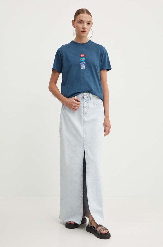 Ρούχα Βαμβακερό μπλουζάκι Kaotiko AL106.02.G002 τιρκουάζ