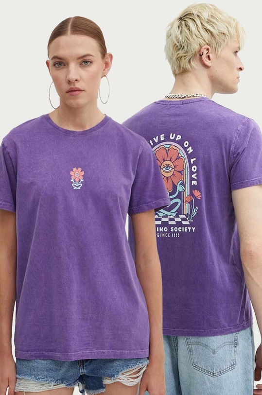 Kaotiko t-shirt bawełniany nadruk fioletowy AM007.01.G002