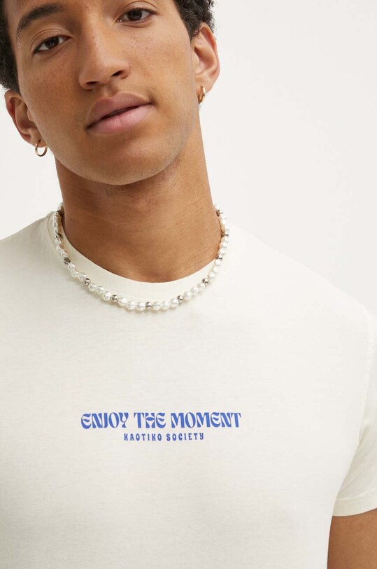 Bavlnené tričko Kaotiko béžová AM008.01.G002